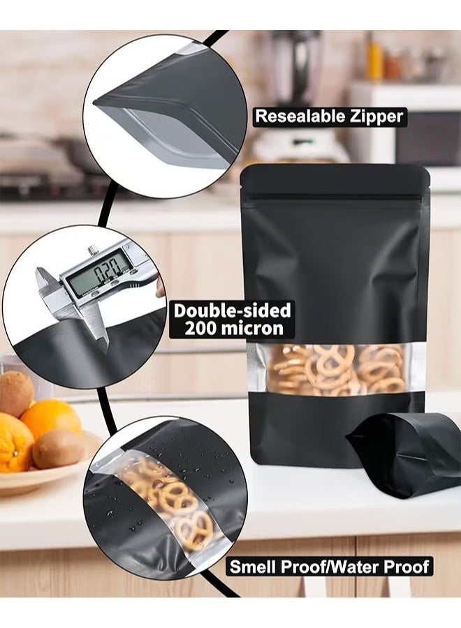 EETU 50Pcs Reusable Stand Up Bags,With Window,Zip Lock Food Storage Bags For Packaging Products,Sealable,15x22cm - Image 3